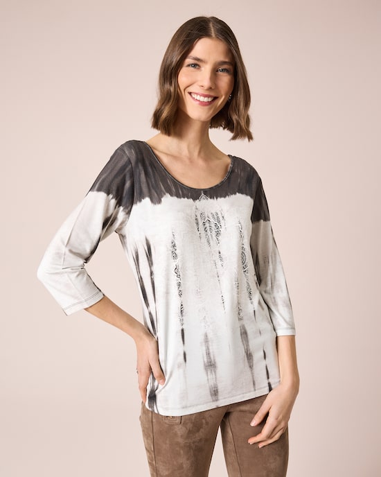 Produktabbildung für Shirt mit Mandala-Druck und Spitze