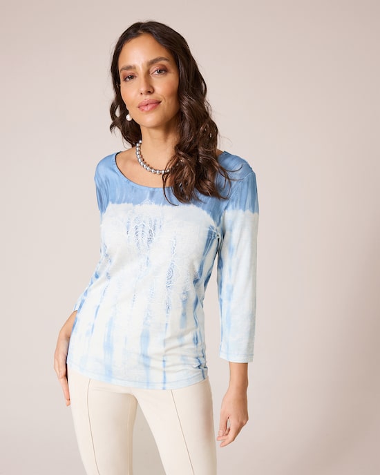 Produktabbildung für Shirt mit Mandala-Druck und Spitze