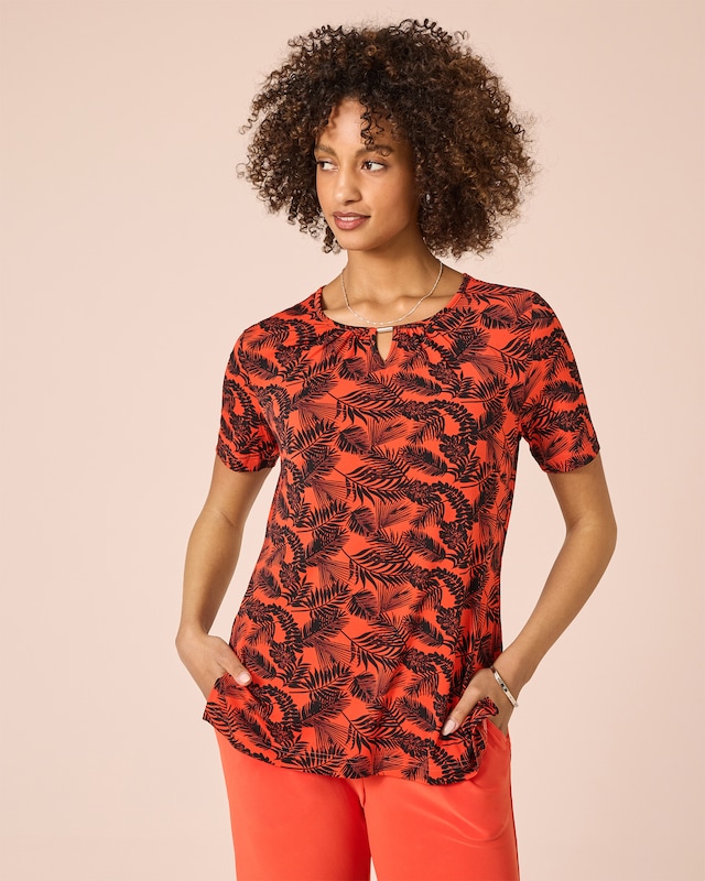 Shirt im Blätter- oder Uni-Design
