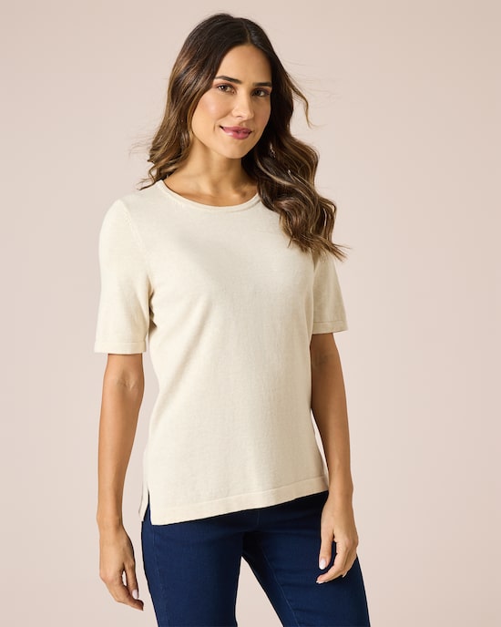 Produktabbildung für Kurzarm-Pullover aus Bio-Baumwolle