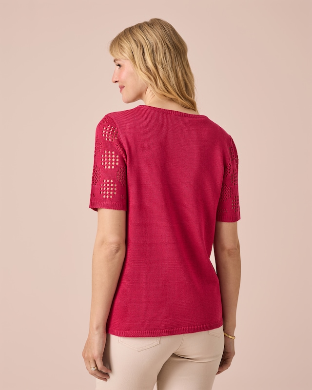 Ajourpullover mit Halbarm