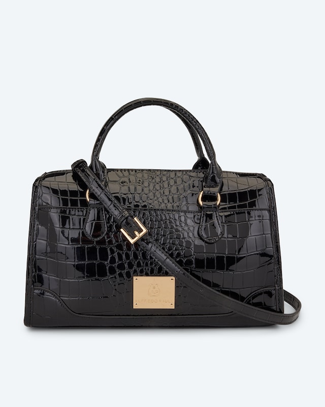 Bowlingtasche in Kroko-Optik