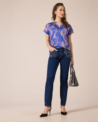 Produktabbildung 3 für 5-Pocket-Jeans mit Perlen und Strass