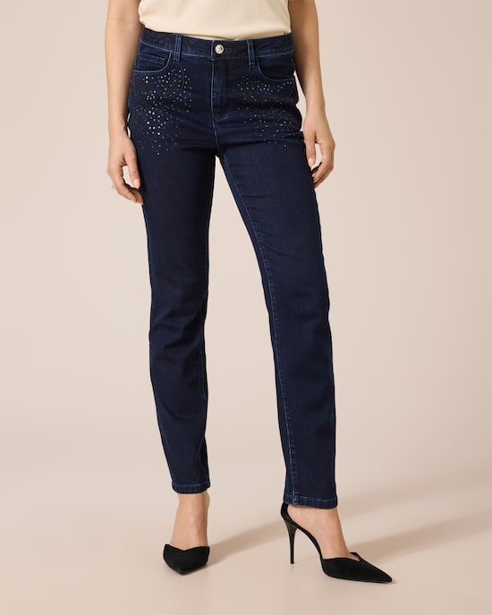 Produktabbildung für Jeans mit Stickerei und Pailletten