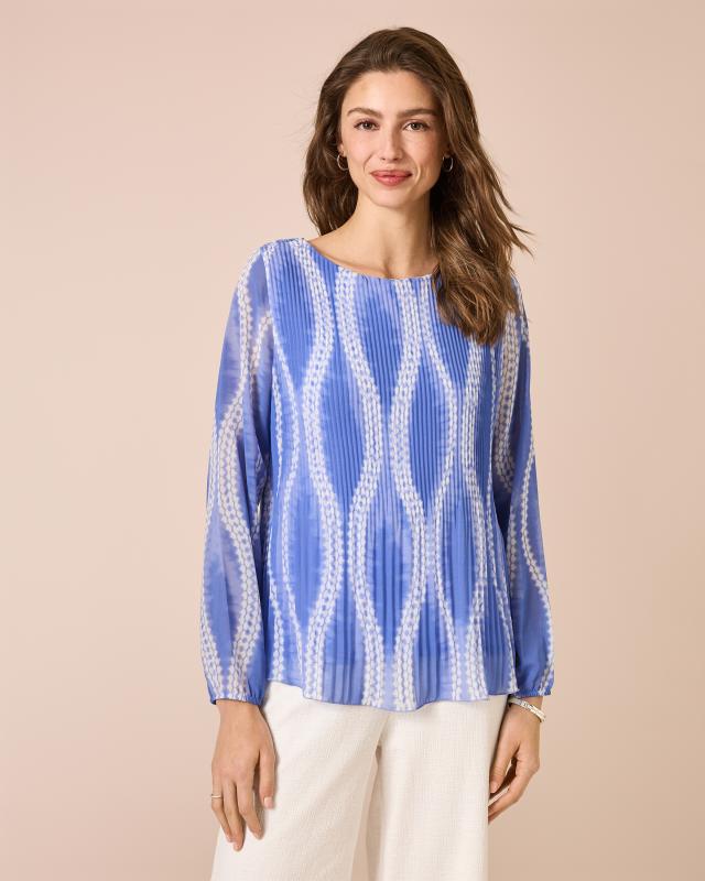 Plissee-Blusenshirt mit Chiffon