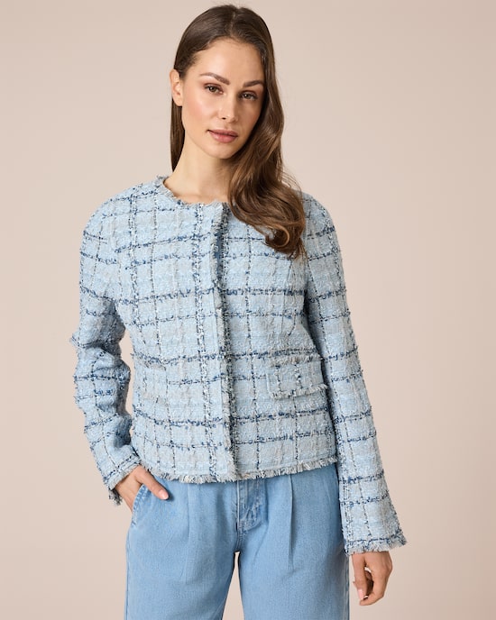 Produktabbildung für Bouclé-Jacke mit Fransen