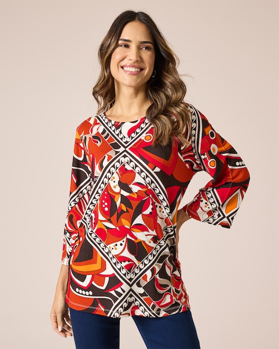 Produktabbildung für Tunika-Shirt mit Ornamentdruck