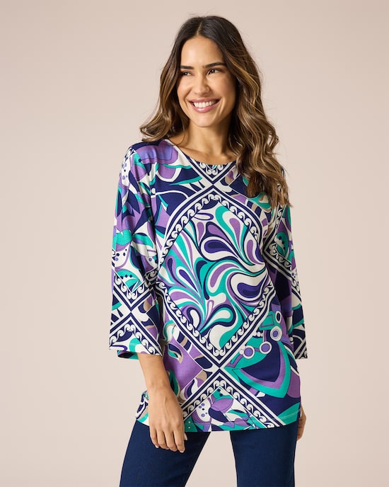 Produktabbildung für Tunika-Shirt mit Ornamentdruck