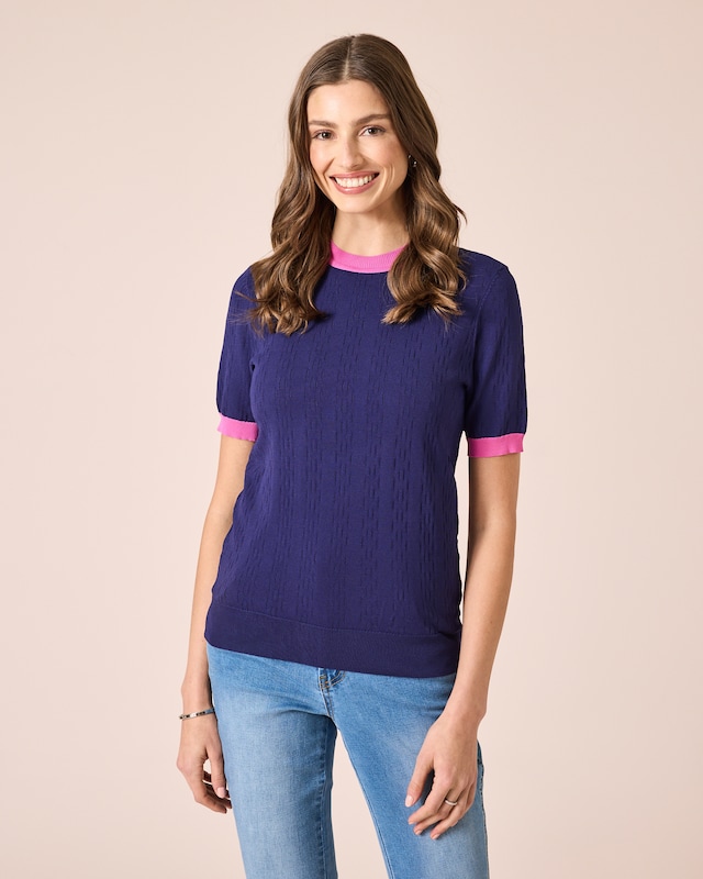 Strickshirt mit Kontrastbündchen