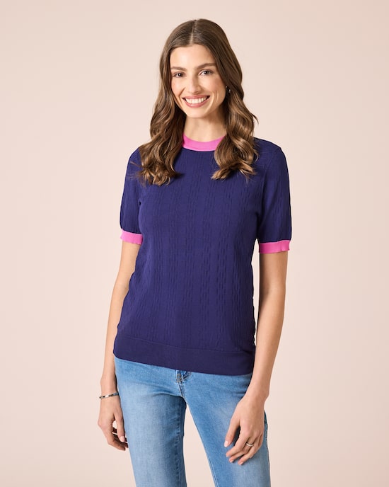 Produktabbildung für Strickshirt mit Kontrastbündchen