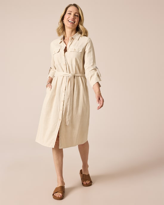 Produktabbildung für Leinenkleid mit Taschen