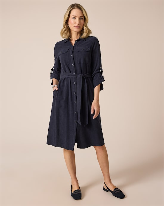 Produktabbildung für Leinenkleid mit Taschen