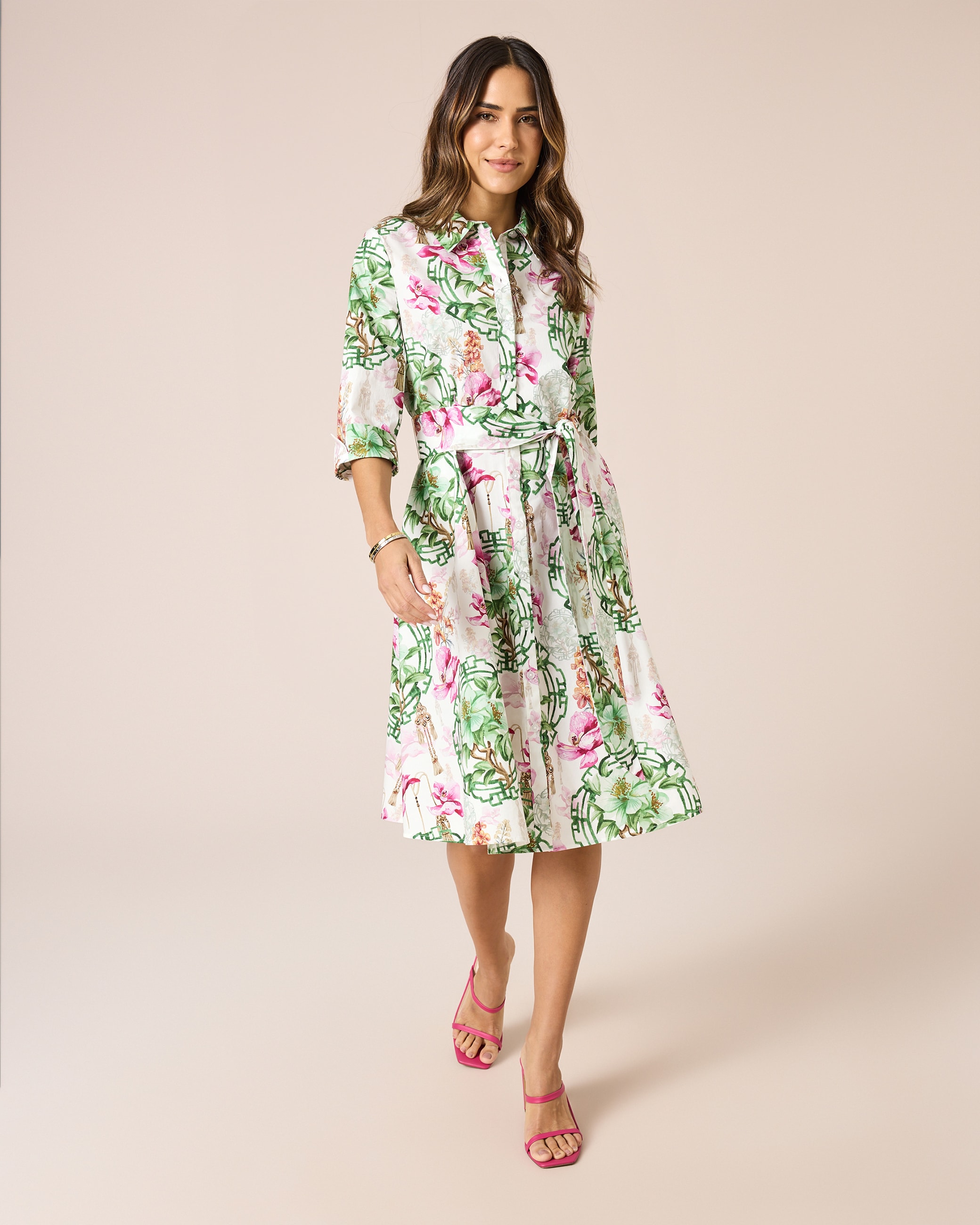 Produktabbildung für Hemdblusen-Kleid mit Blumen-Druckmix