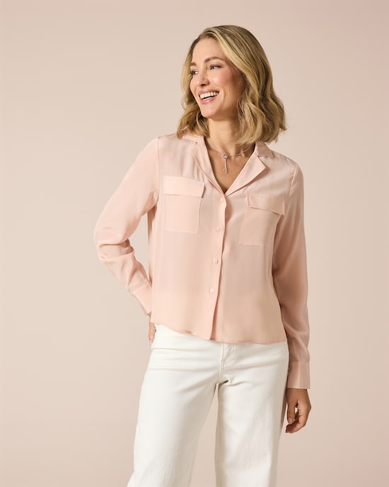 Produktabbildung für Seidenbluse mit Reverskragen
