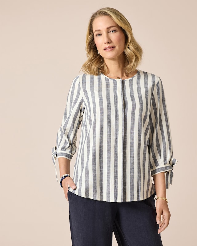 Leinenbluse, gestreift