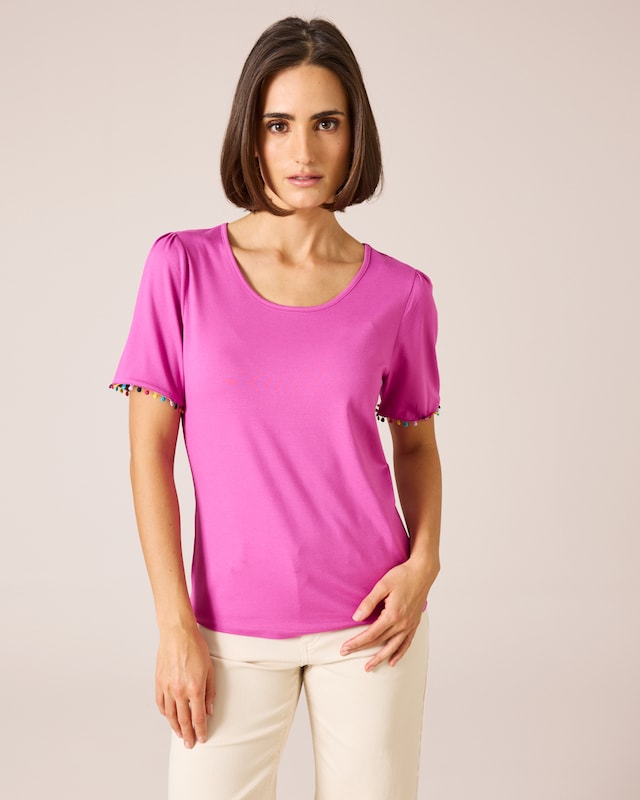 Shirt mit Pompom-Details
