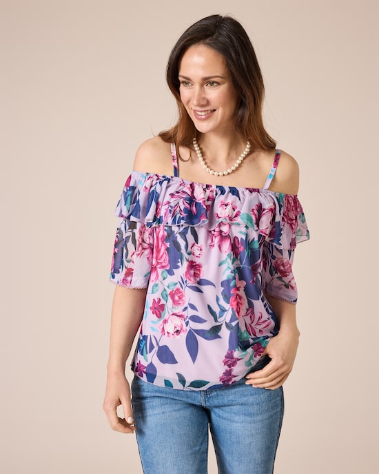 Produktabbildung für Carmen-Shirt mit Blütendruck