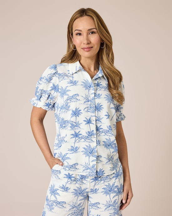 Produktabbildung für Bluse mit Palmen-Print