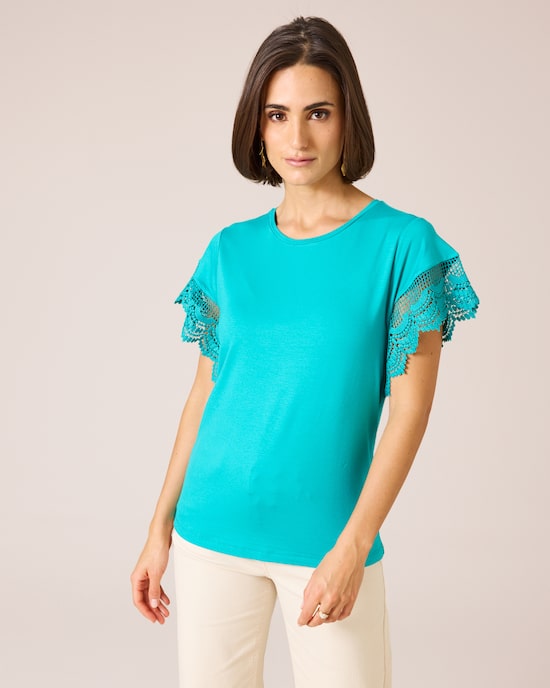 Produktabbildung für Shirt mit Spitzenärmeln