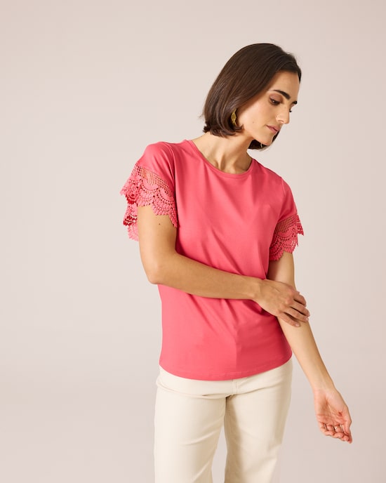 Produktabbildung für Shirt mit Spitzenärmeln
