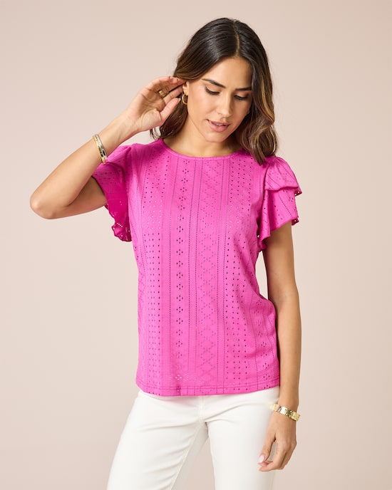 Produktabbildung für Shirt mit Broderie Anglaise