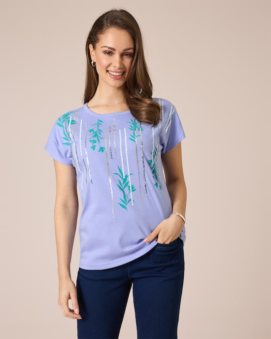 Produktabbildung für Shirt mit Folien-Druck und Pailletten