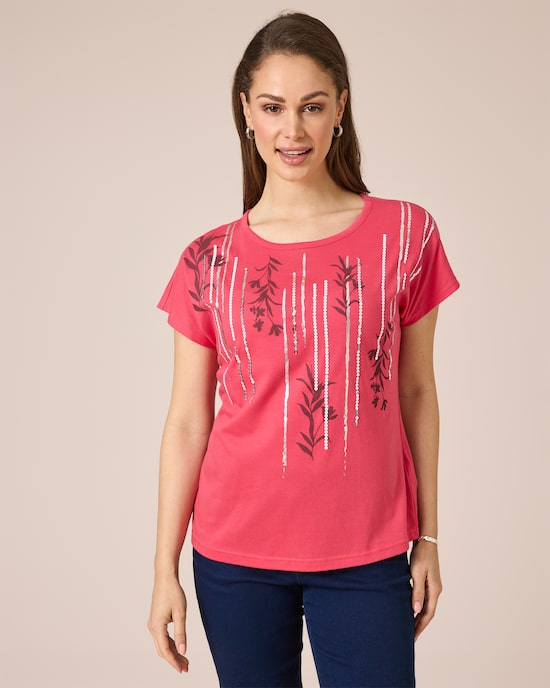 Produktabbildung für Shirt mit Folien-Druck und Pailletten
