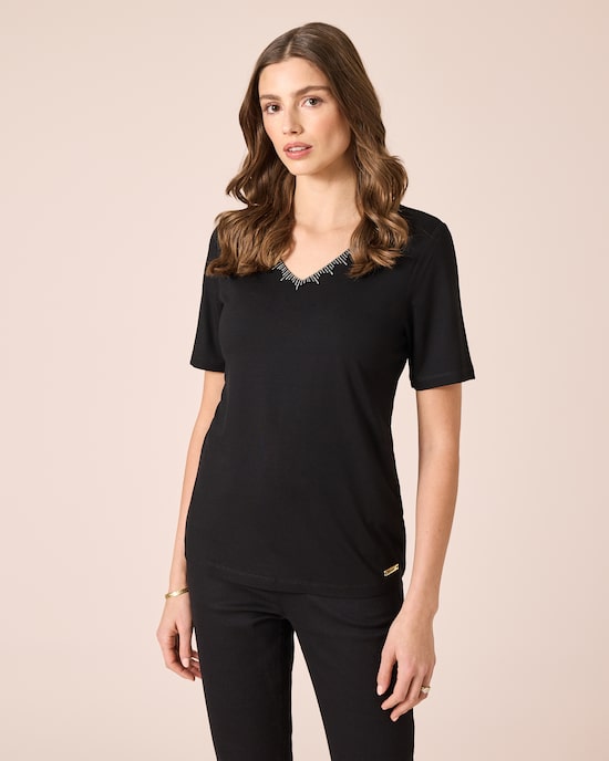 Produktabbildung für Shirt mit Strass-Deko