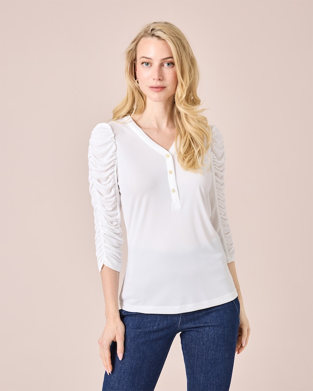 Shirt mit gerafften Ärmeln
