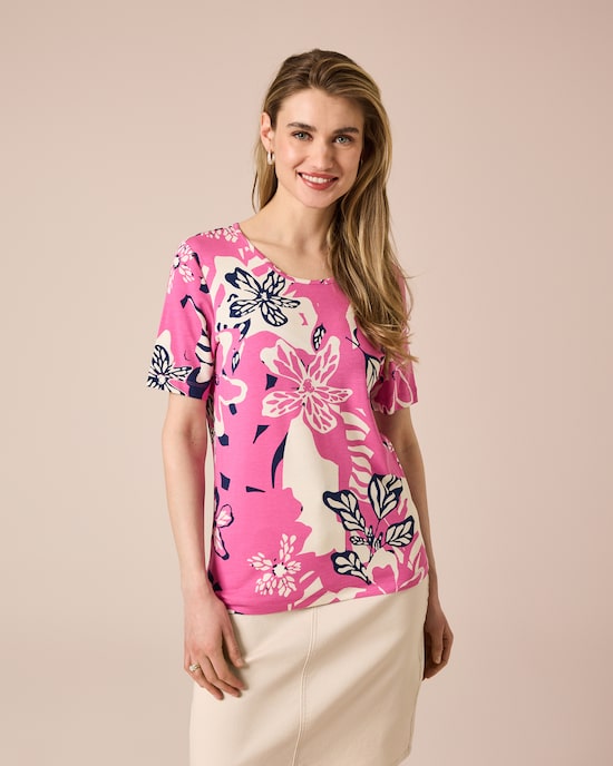 Produktabbildung für Shirt mit abstraktem Blumendruck