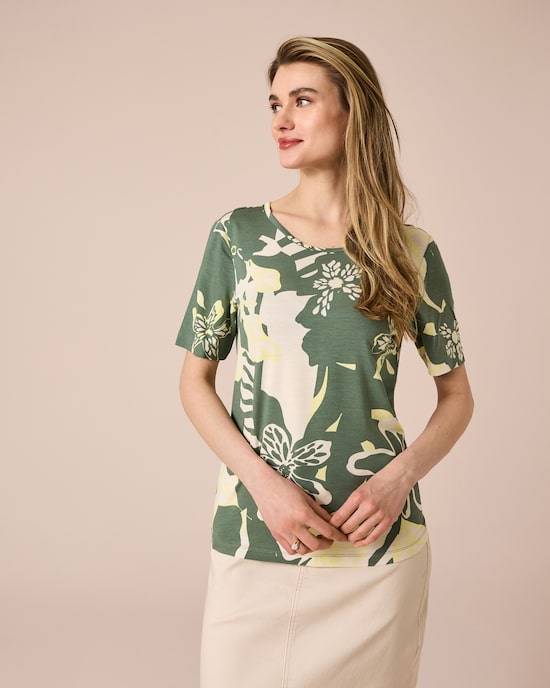 Produktabbildung für Shirt mit abstraktem Blumendruck