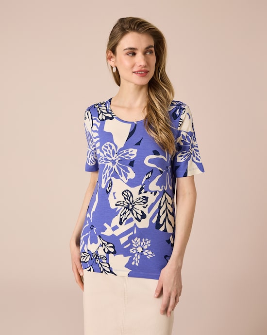 Produktabbildung für Shirt mit abstraktem Blumendruck