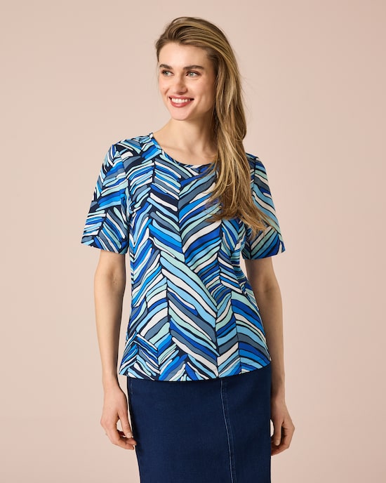 Produktabbildung für Shirt mit stilisiertem Fischgrätdruck
