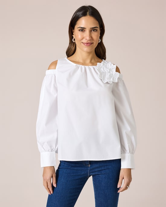 Produktabbildung für Blusenshirt "Couture" mit Deko-Blume
