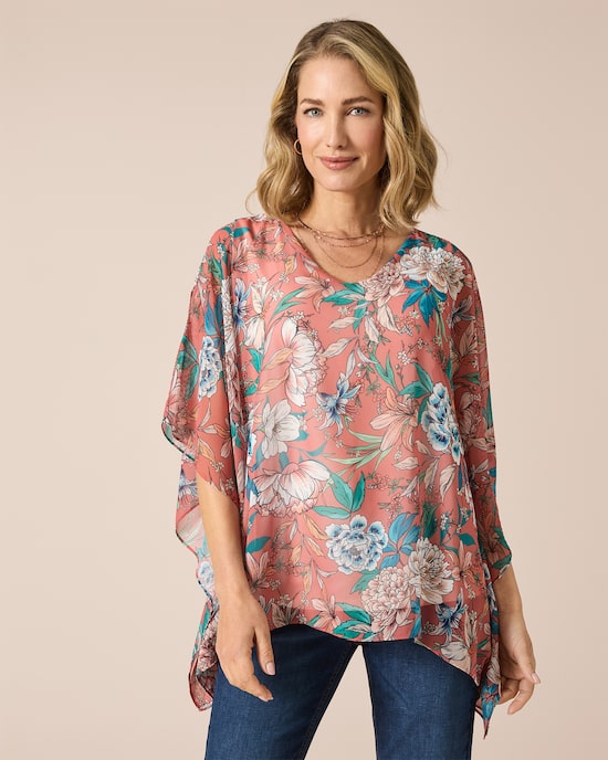 Produktabbildung für Kaftan-Shirt mit Blumen-Print