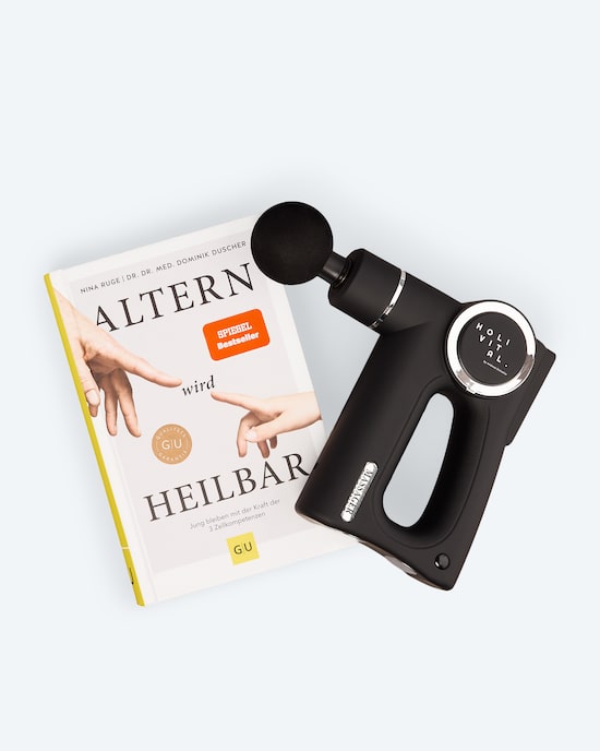 Produktabbildung für Nina Ruge Buch: Altern wird heilbar + Massage-Pistole