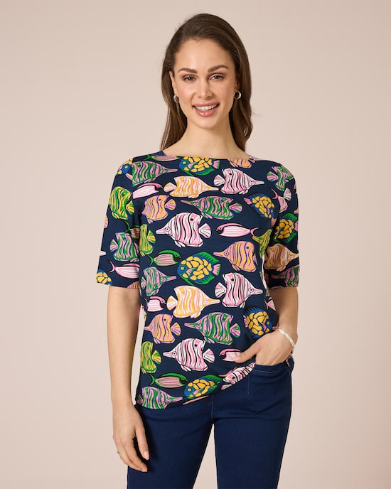 Produktabbildung für Shirt mit Fische-Druck