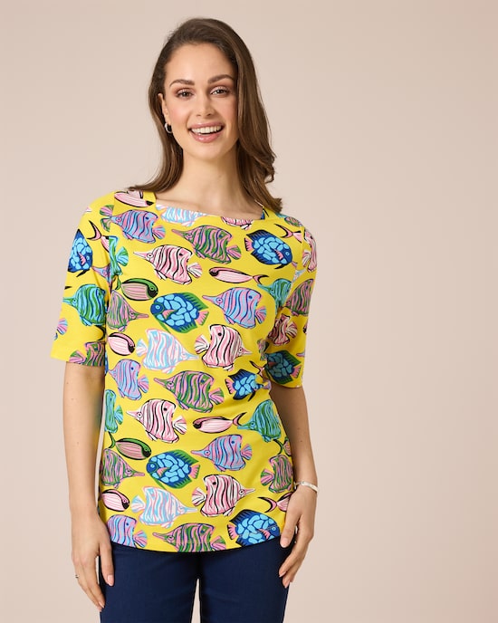 Produktabbildung für Shirt mit Fische-Druck