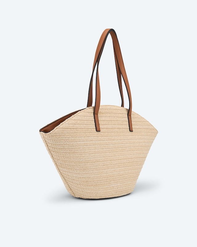 Strohtasche mit Blumenstickerei