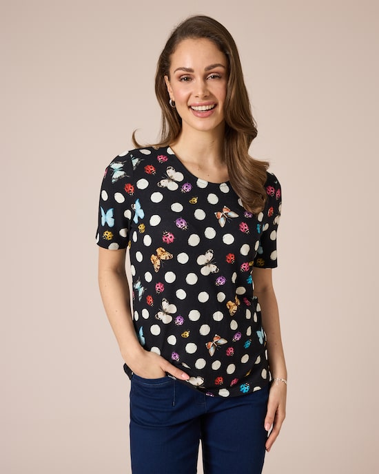 Produktabbildung für Shirt mit Punkte-Schmetterlings-Druck