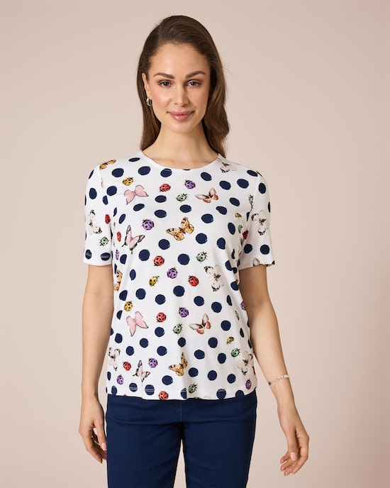 Produktabbildung für Shirt mit Punkte-Schmetterlings-Druck