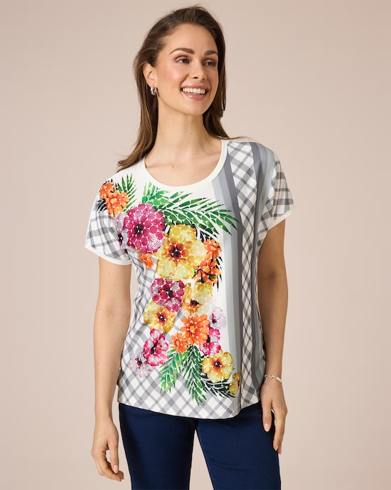 Produktabbildung für Shirt mit Blumen-Druckmix