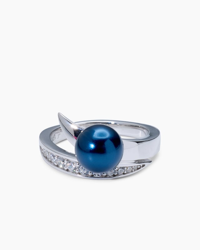 Ring mit MK-Perle 8 mm und Zirkonia