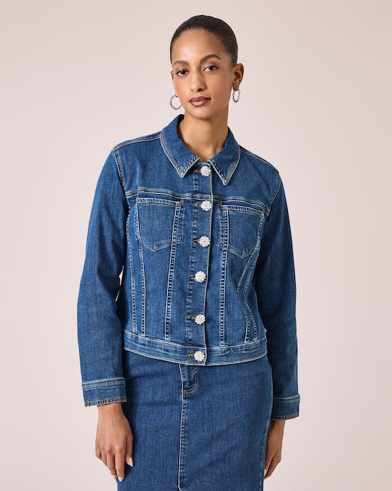 Produktabbildung für Jeansjacke mit Schmuckknöpfen