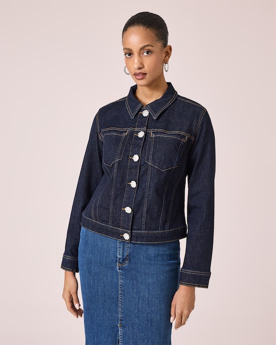 Produktabbildung für Jeansjacke mit Schmuckknöpfen