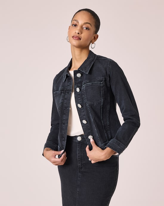 Produktabbildung für Jeansjacke mit Schmuckknöpfen