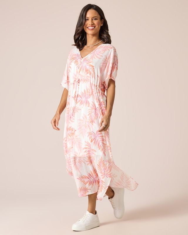 Kleid mit Palmenblatt-Print