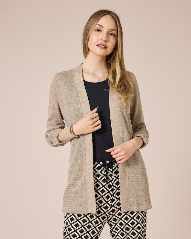 Longcardigan mit Metallicgarn