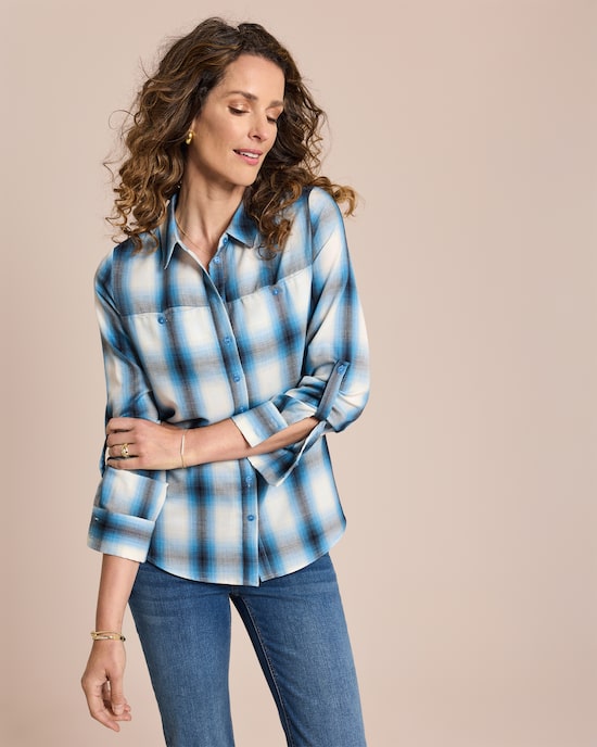 Produktabbildung für Baumwollbluse im Karomuster