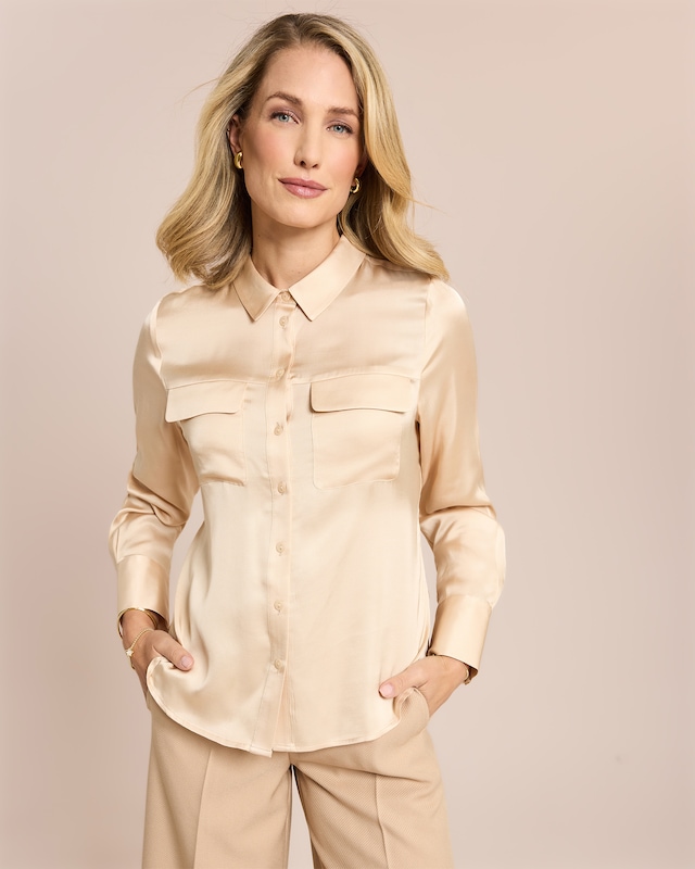 Viskose Bluse mit Taschen